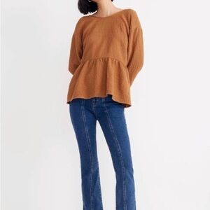 Madewell Brown Peplum Top